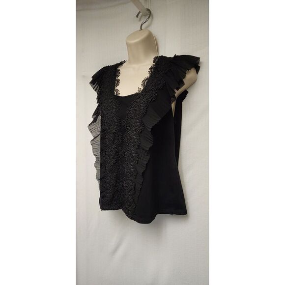 Marc New York Squre Neck Lace Ruffle Blouse Color Black Size Medium - Picture 3 of 8